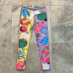 Agua Bendita Yellow and Purple Artistic Leggings